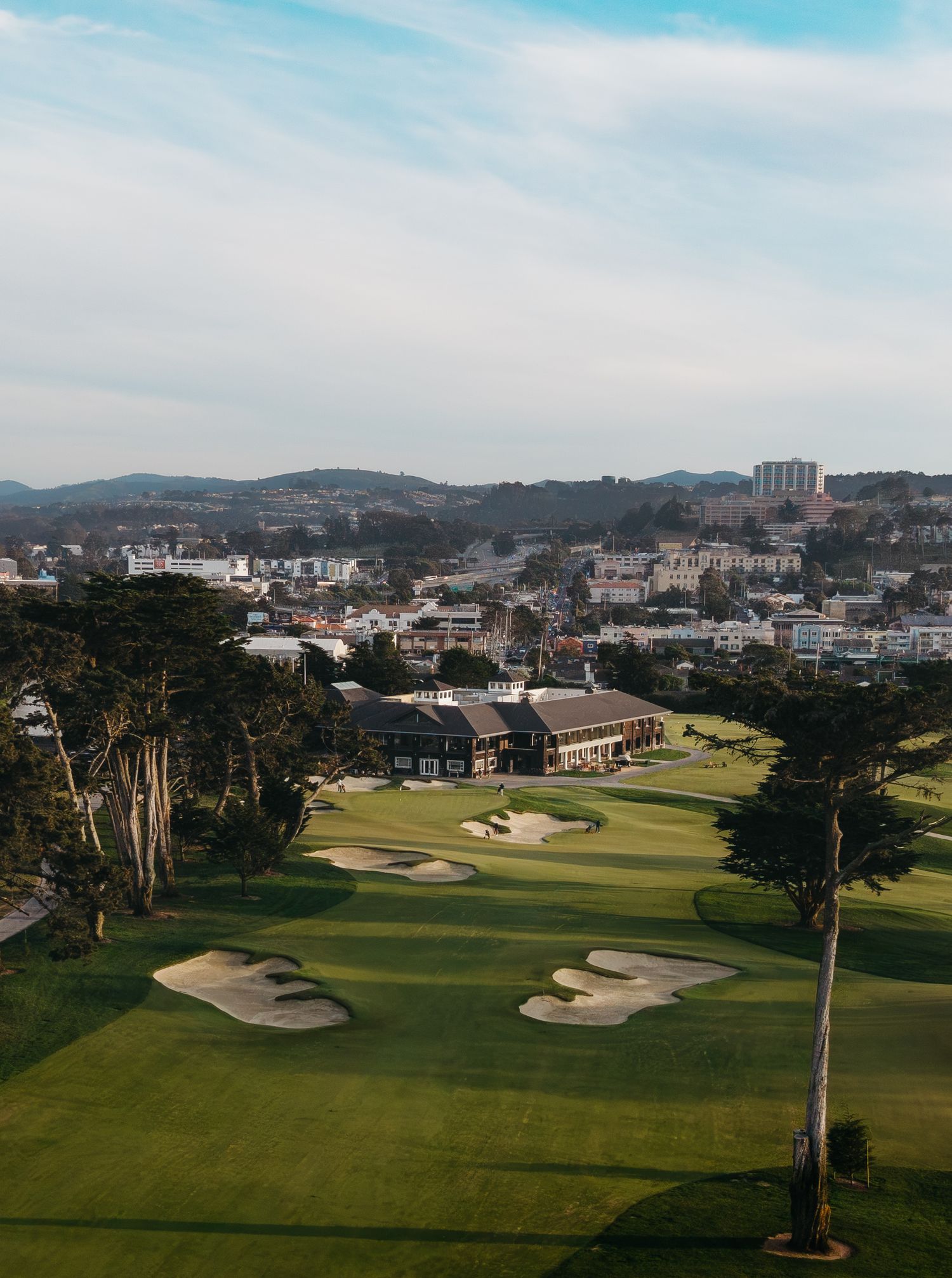 lake merced golf course with drone photography