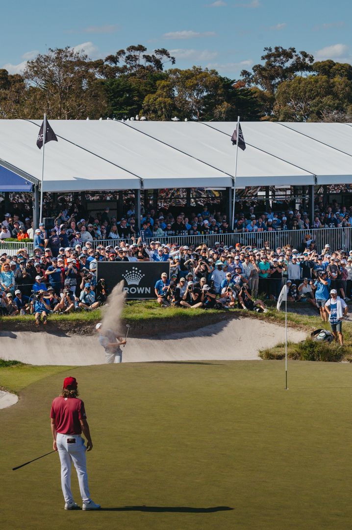 australian open professional golf photography, cam smith and bunker shot