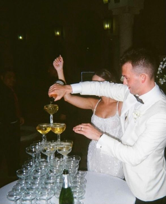 Bride and Groom champagne toast