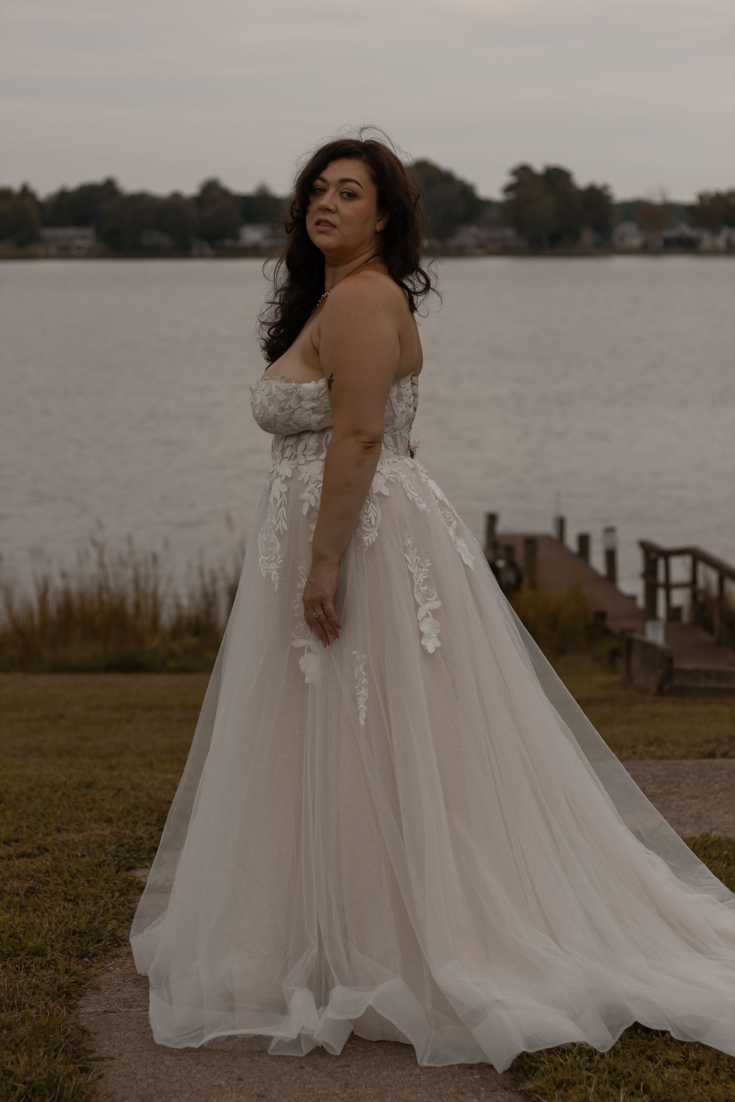 picture of bride looking at camera.