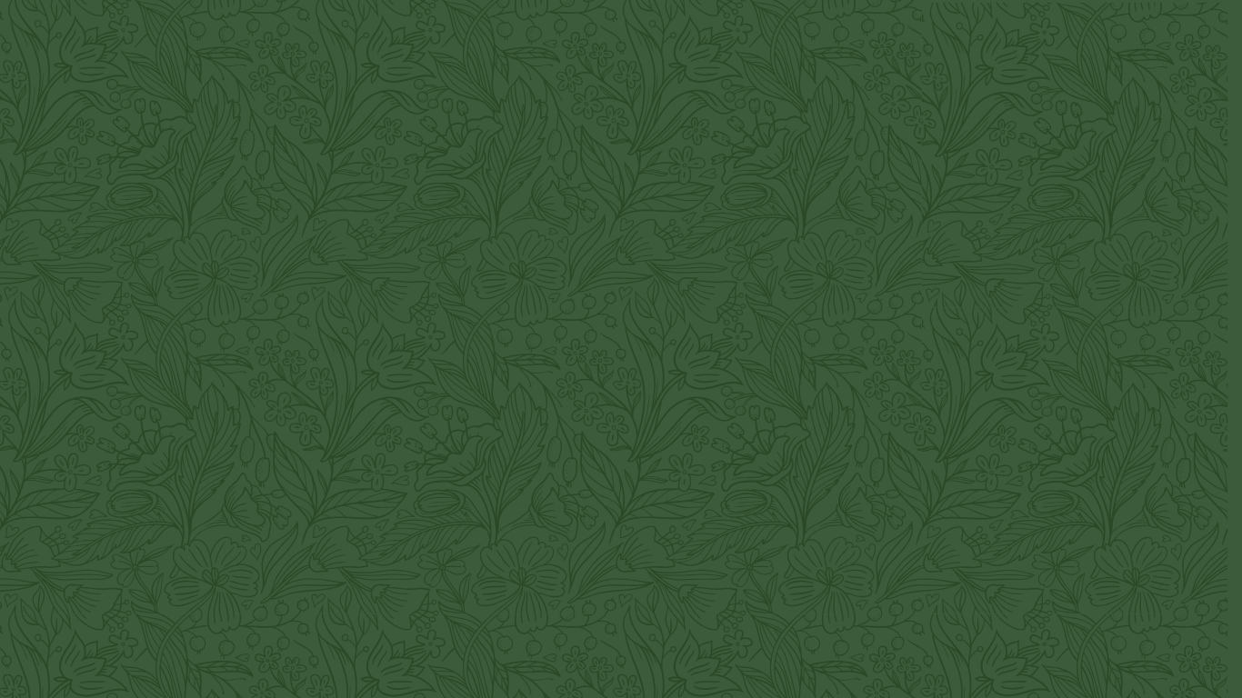 Dark green background with subtle leaf botanical pattern texture design.
