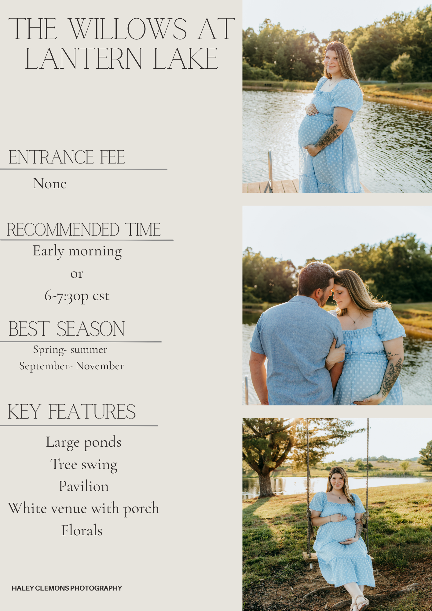 Maternity session at Willows at Lantern Lake, a wedding venue with ponds, pavilion, and florals.