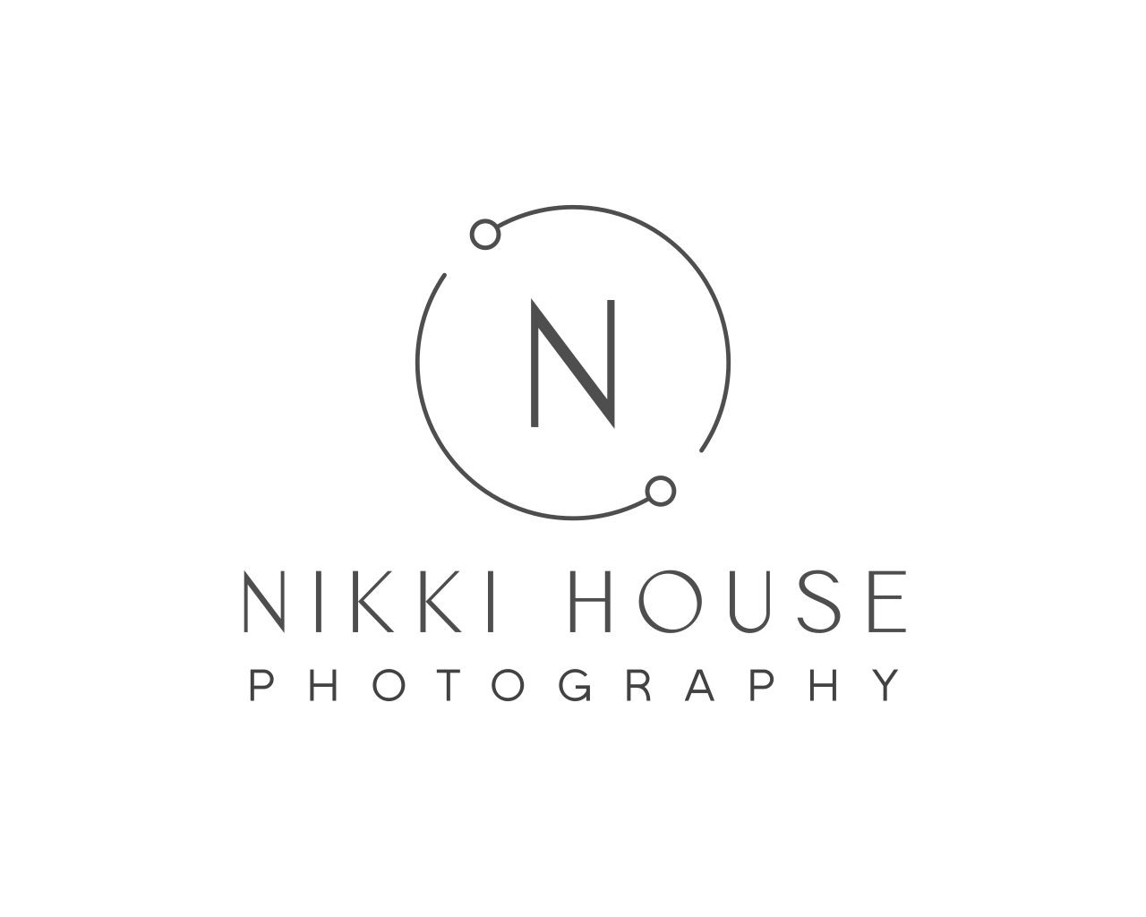 Nikki House Photography minimalist logo with circular design and elegant typography.