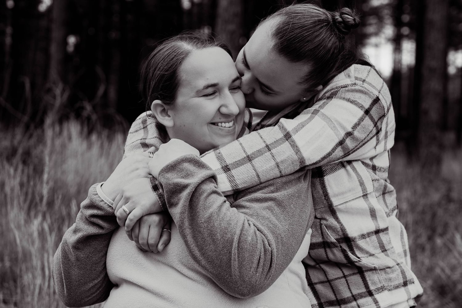 Authentic connection between couple captured candidly.