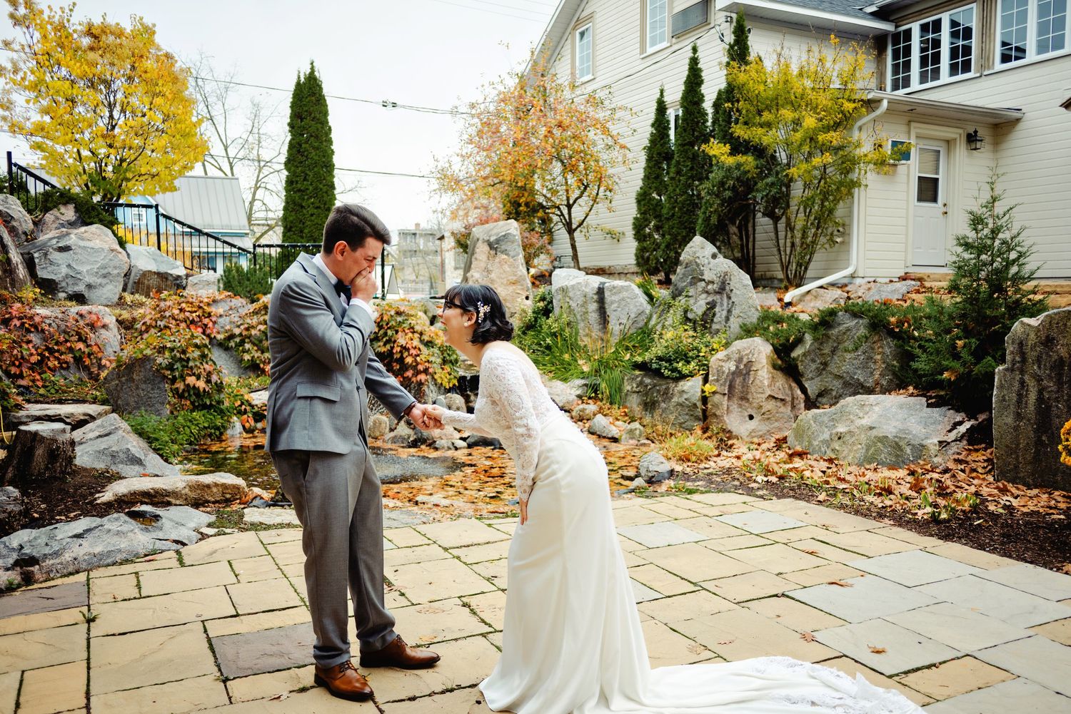 Groom crying while seeing bride during first look. Ottawa Wedding Photographer and Videographer
