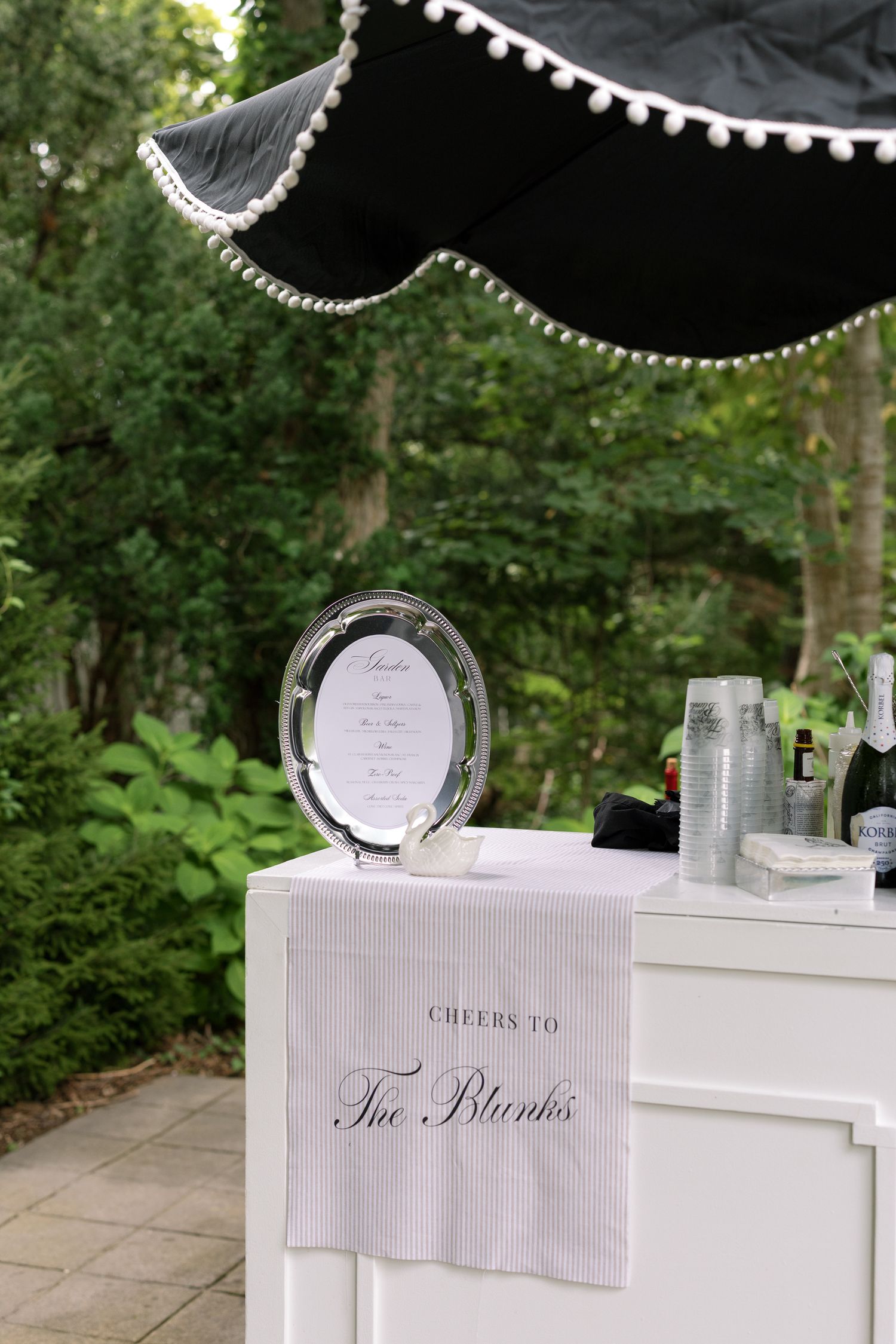 Elegant outdoor bar cart with 