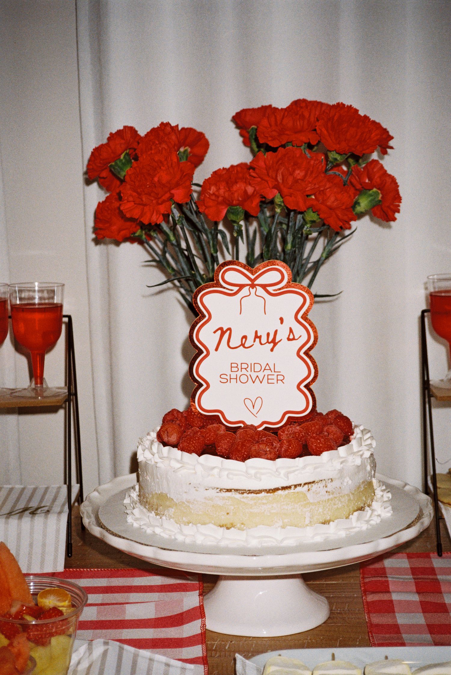 bridal shower raspberry cake photo