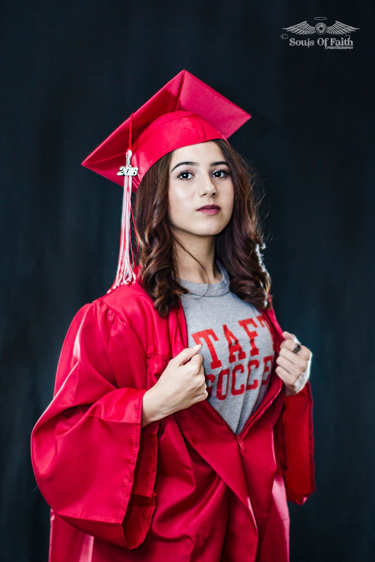 grad senior cap and gown soccer sports college
