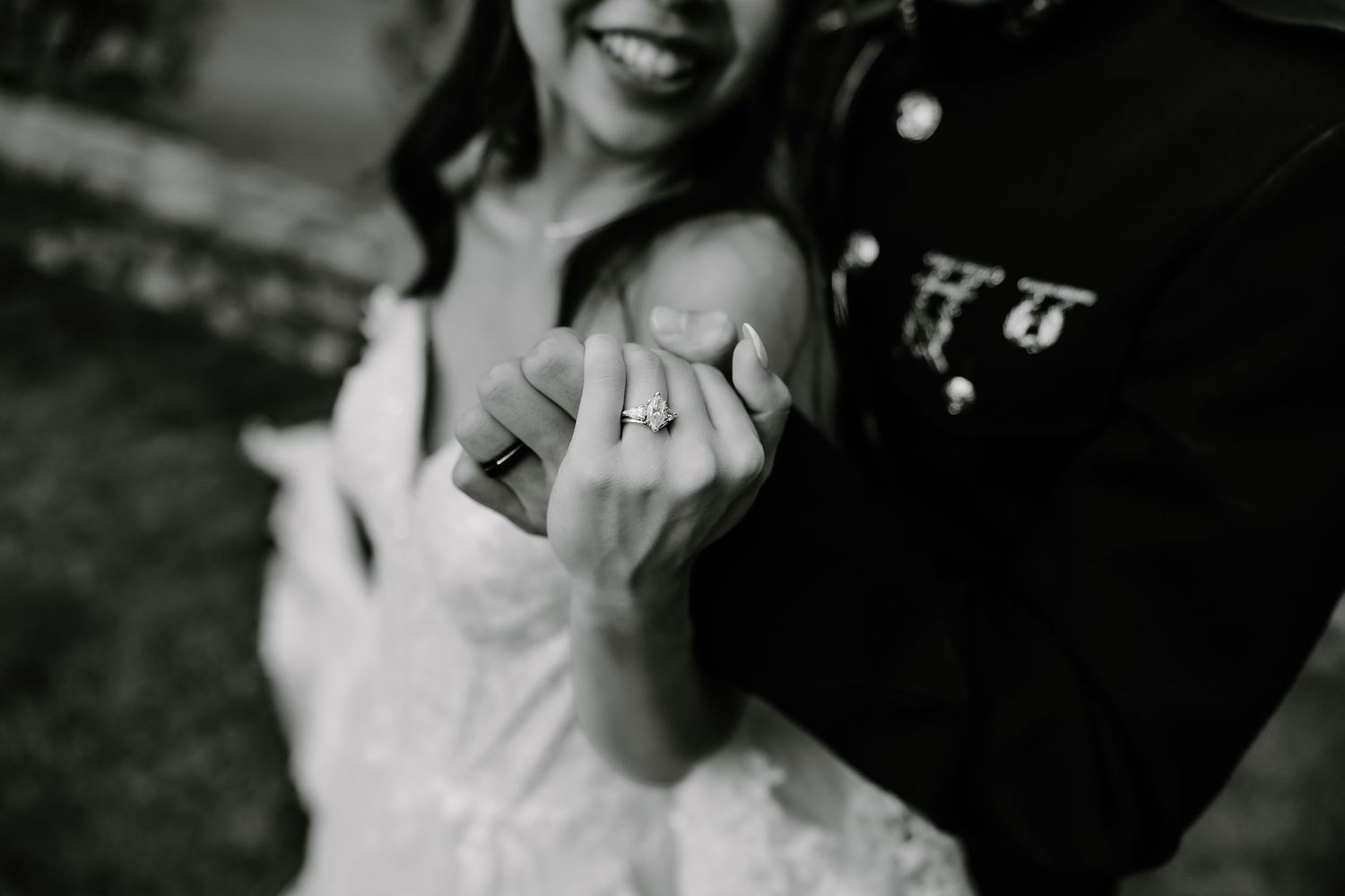 Candid black and white wedding moments captured in a photo series.