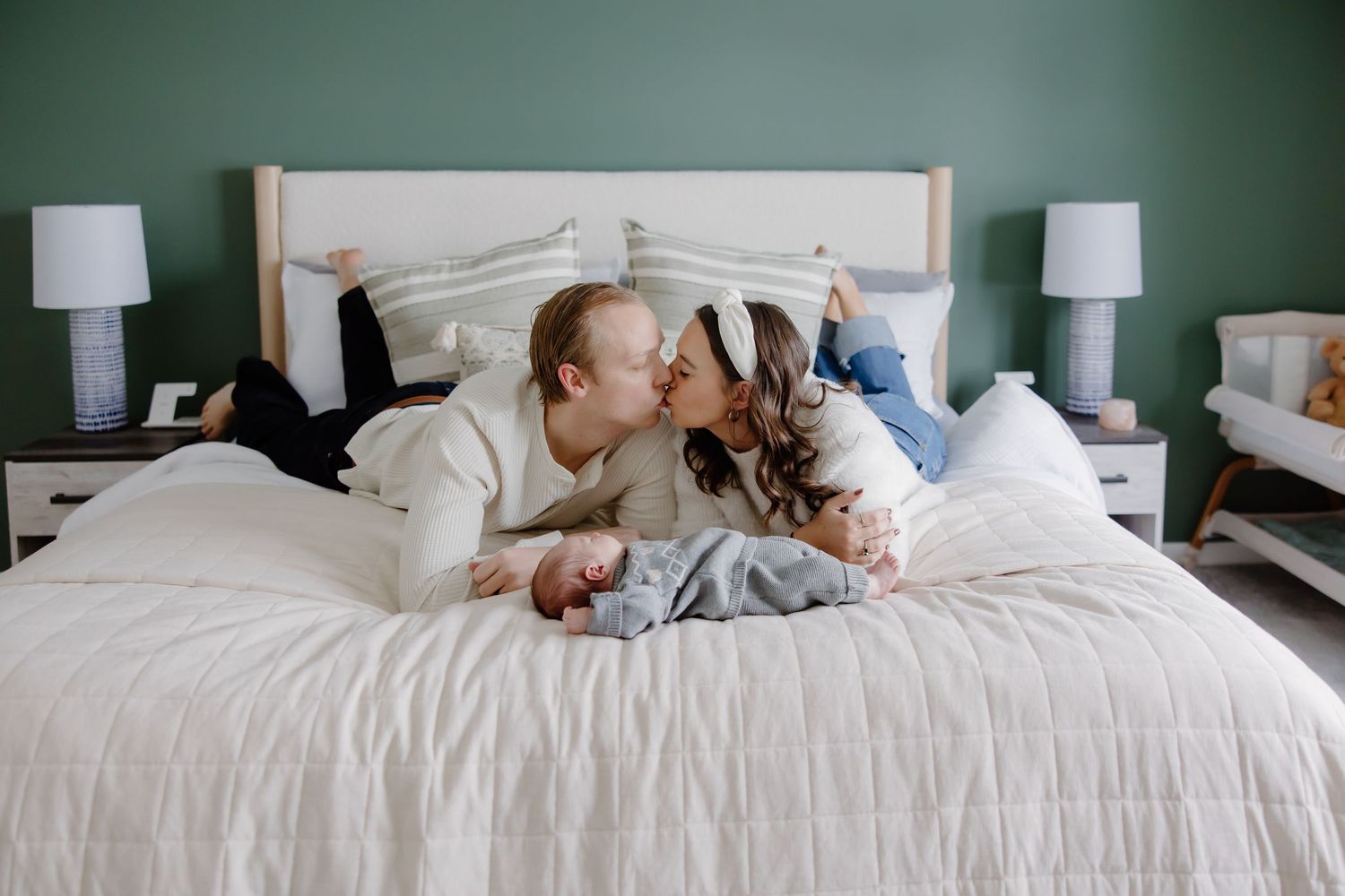 Peaceful bedroom scene with soft natural light streaming through windows.