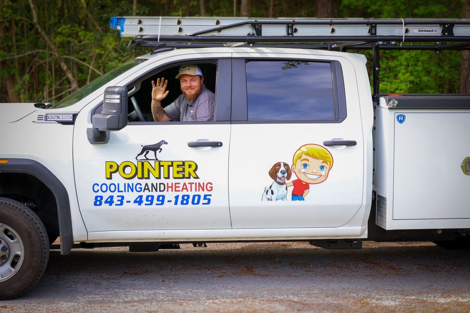 Commercial van fleet with Porter company branding and cartoon mascot graphics.