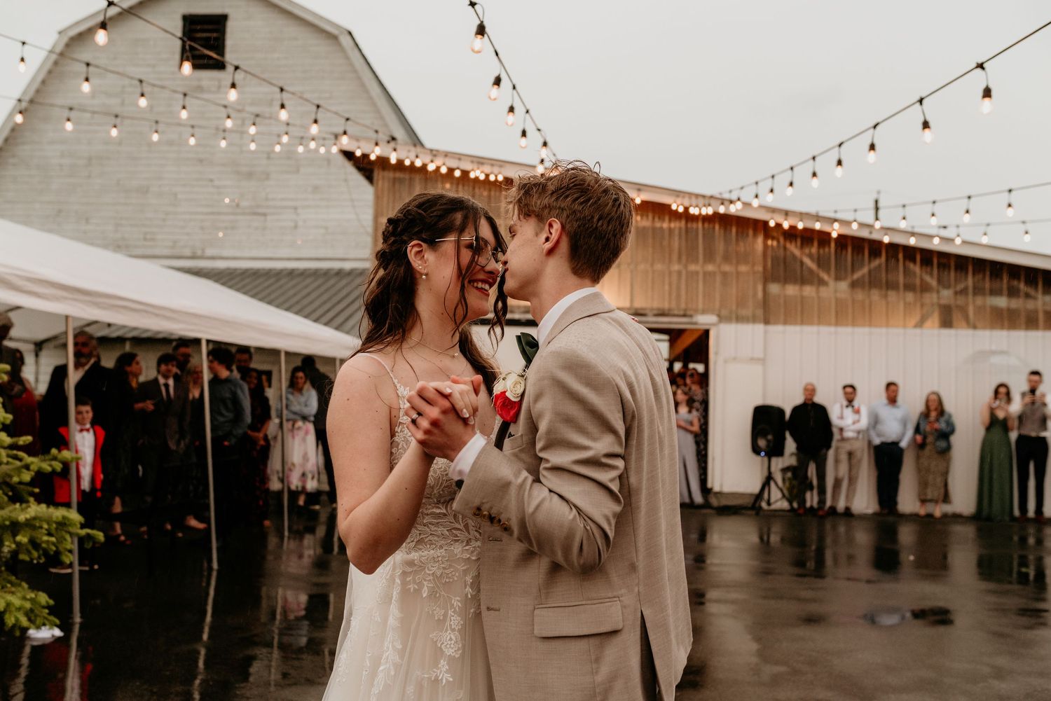 Wedding guests enjoying reception in Fraser Valley