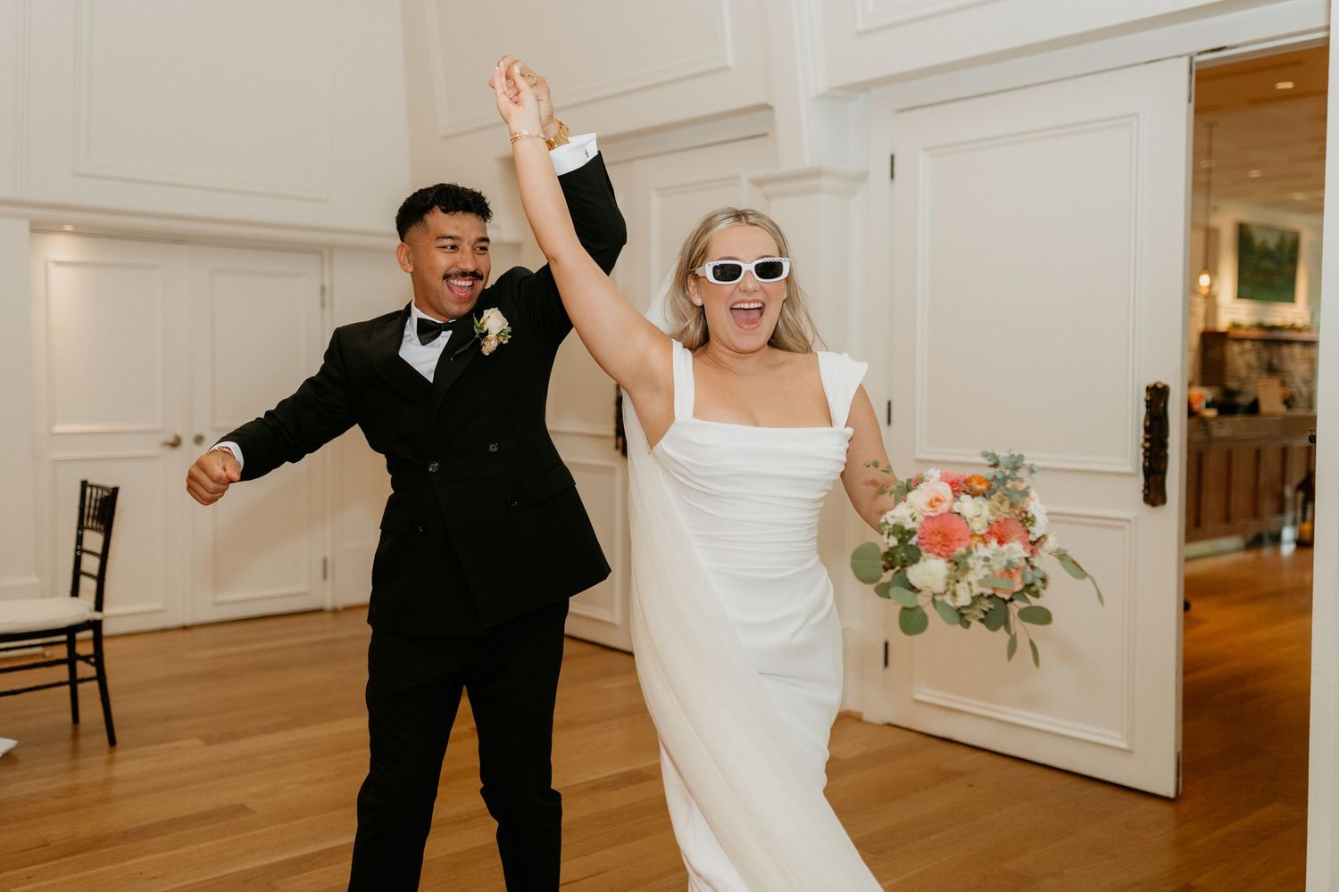 Groom smiling at bride Lower Mainland wedding