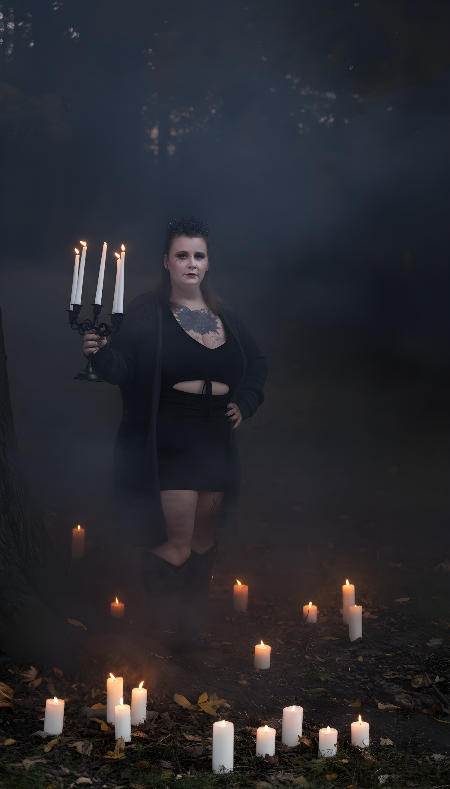 Artistic witch goth themed portrait showcasing creative boudoir style with moody lighting and expressive character in York, PA