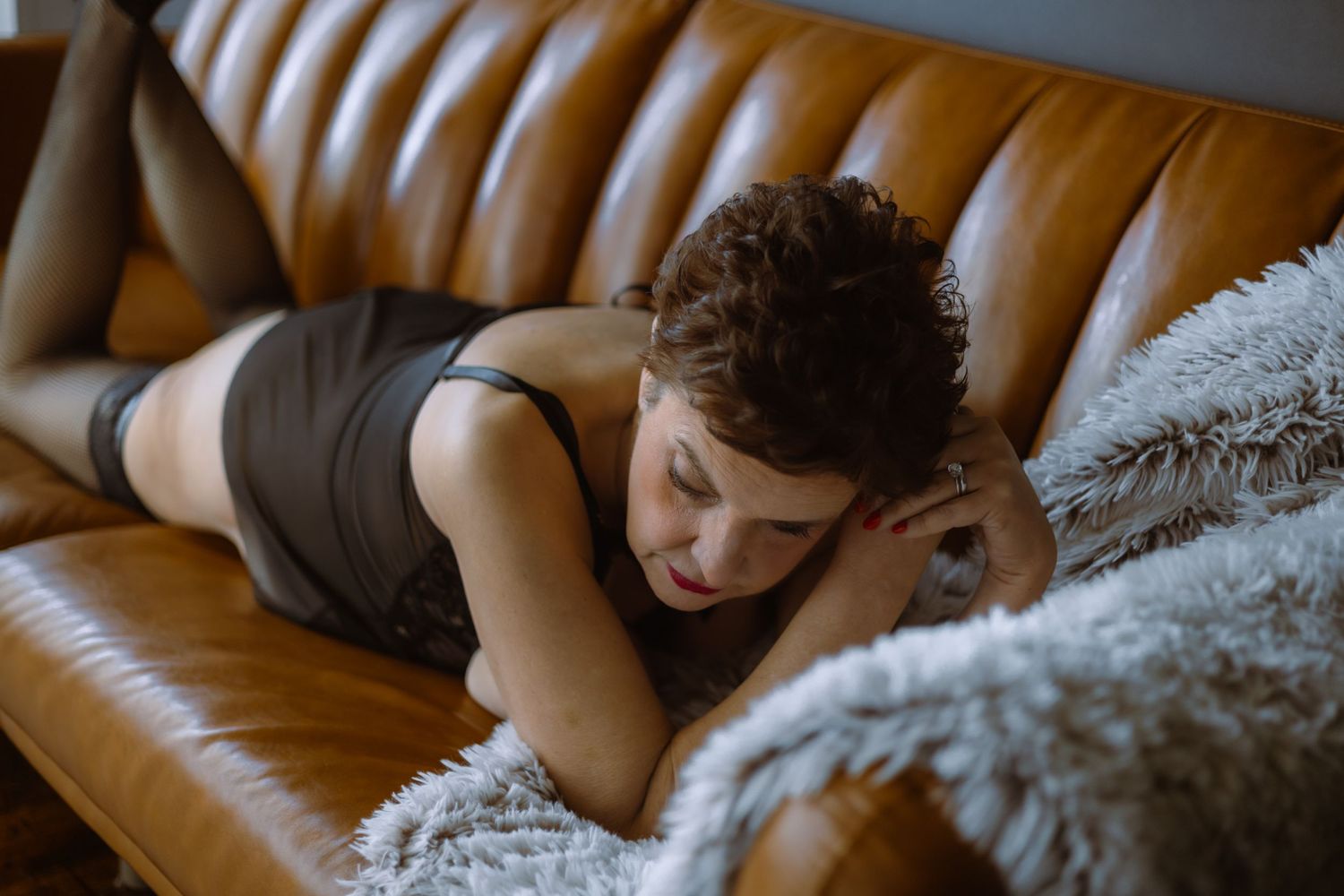 Intimate boudoir close-up capturing confidence and natural beauty in York, Pennsylvania studio
