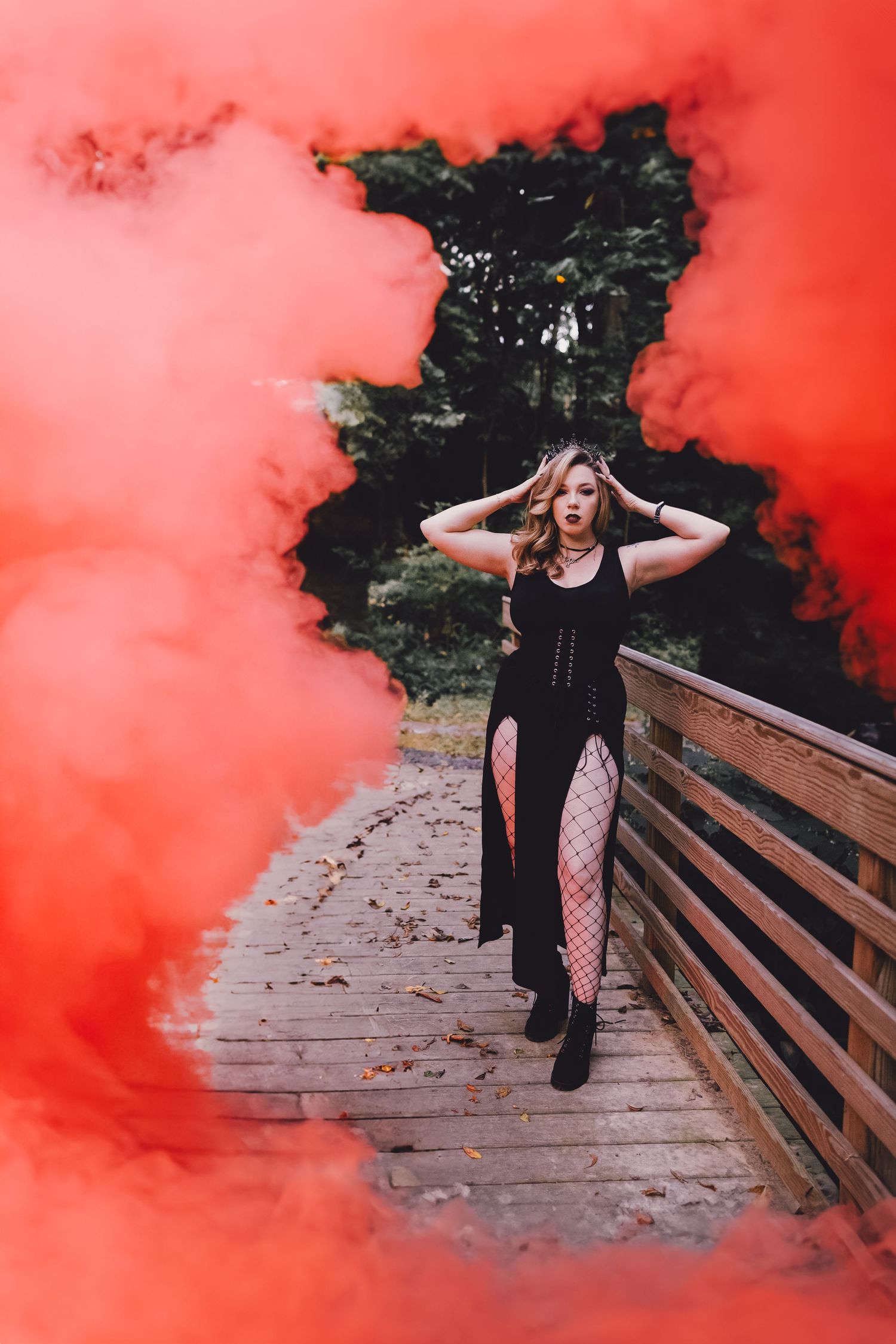 Refined luxury creative session capturing authentic beauty and personal strength with colored smoke sticks in York, PA