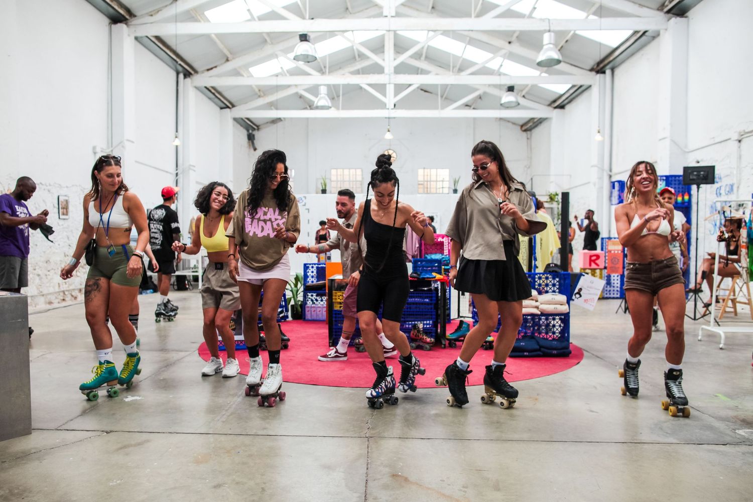 rollerskaters dancing together