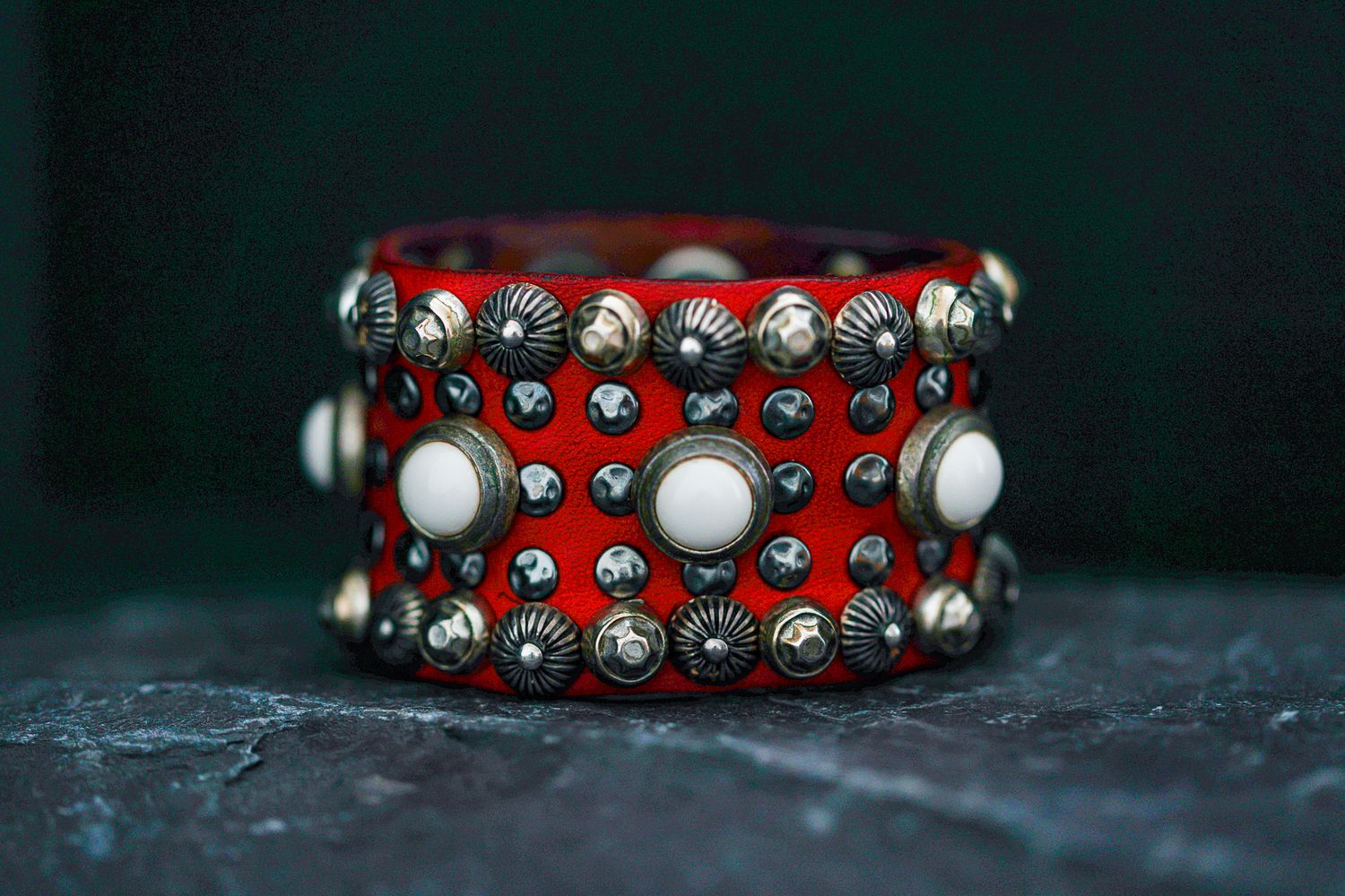 E-commerce product photography of a women's pre-owned leather cuff bracelet. Jewellery photography in Kent.