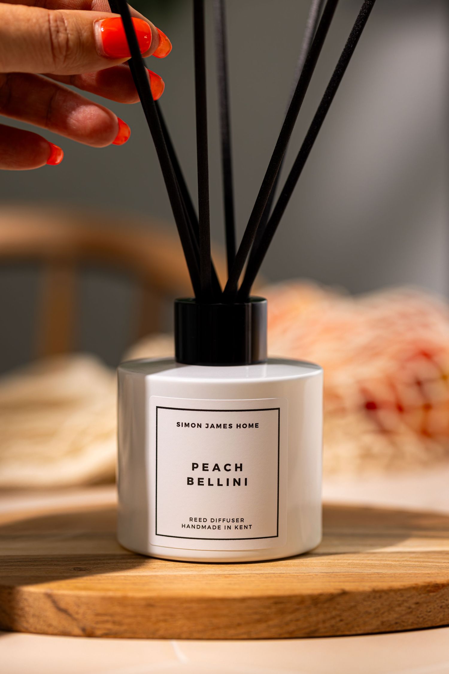 Lifestyle product photography of Simon James Home luxury reed diffuser. An award winning lifestyle homeware brand based in Kent.