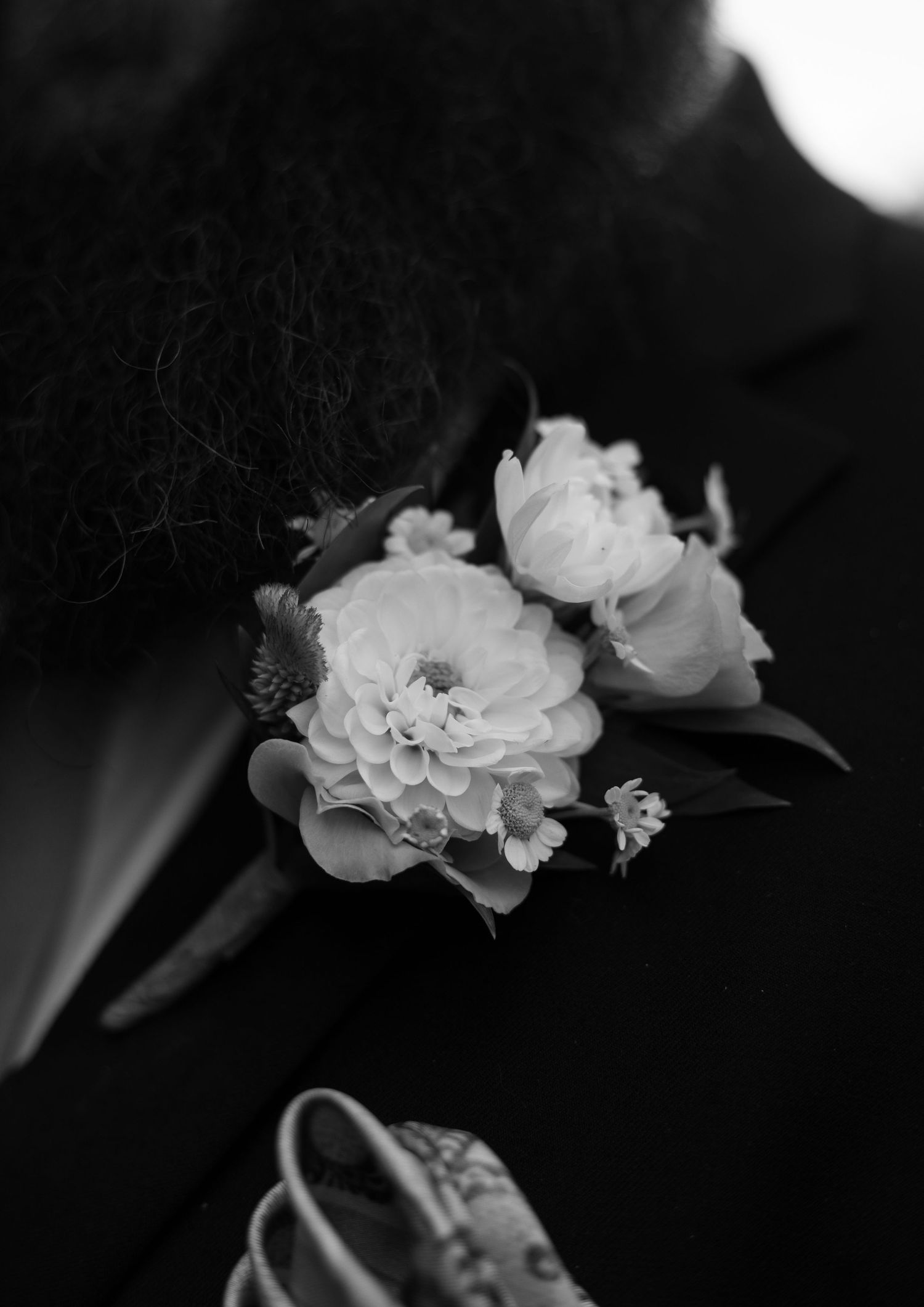 Grooms Flower, Black and White at Cambridge, Ontario Wedding Photography by Cheyenne's Creations