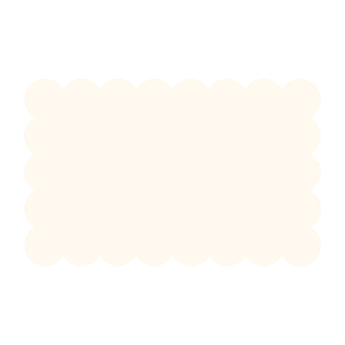 Cream white scalloped edge rectangular placemat design on white background.