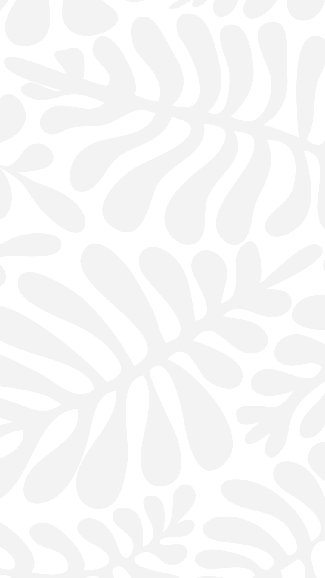 Abstract white botanical pattern with organic leaf and petal shapes on light background.