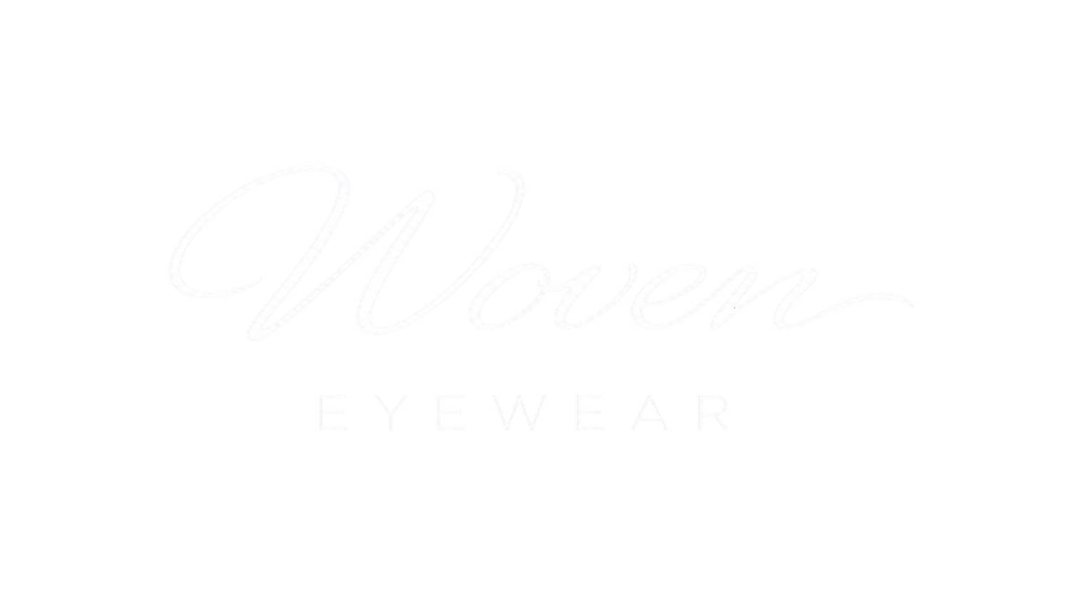 Elegant woven eyewear brand logo displayed in subtle light gray script font on white background.