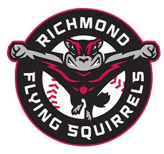 Richmond Flying Squirrels minor league baseball team logo with animated squirrel mascot.