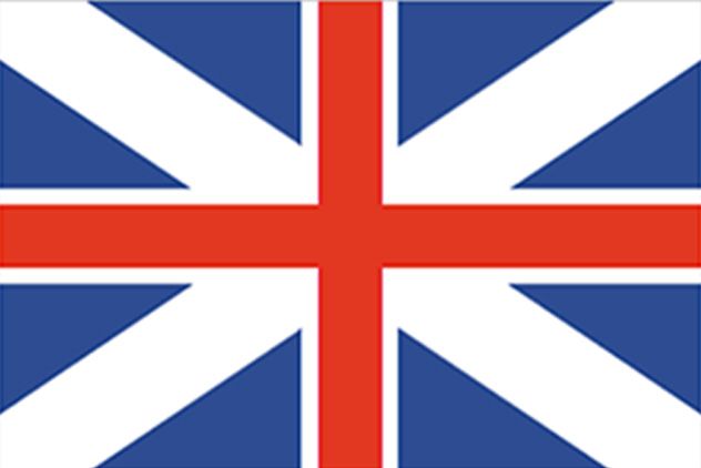 Union Jack flag of the United Kingdom featuring red and white crosses on a dark blue background.
