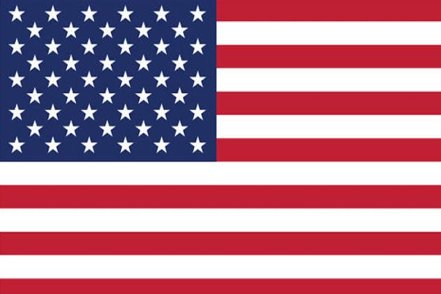 The flag of the United States of America with 50 white stars and 13 red and white stripes.