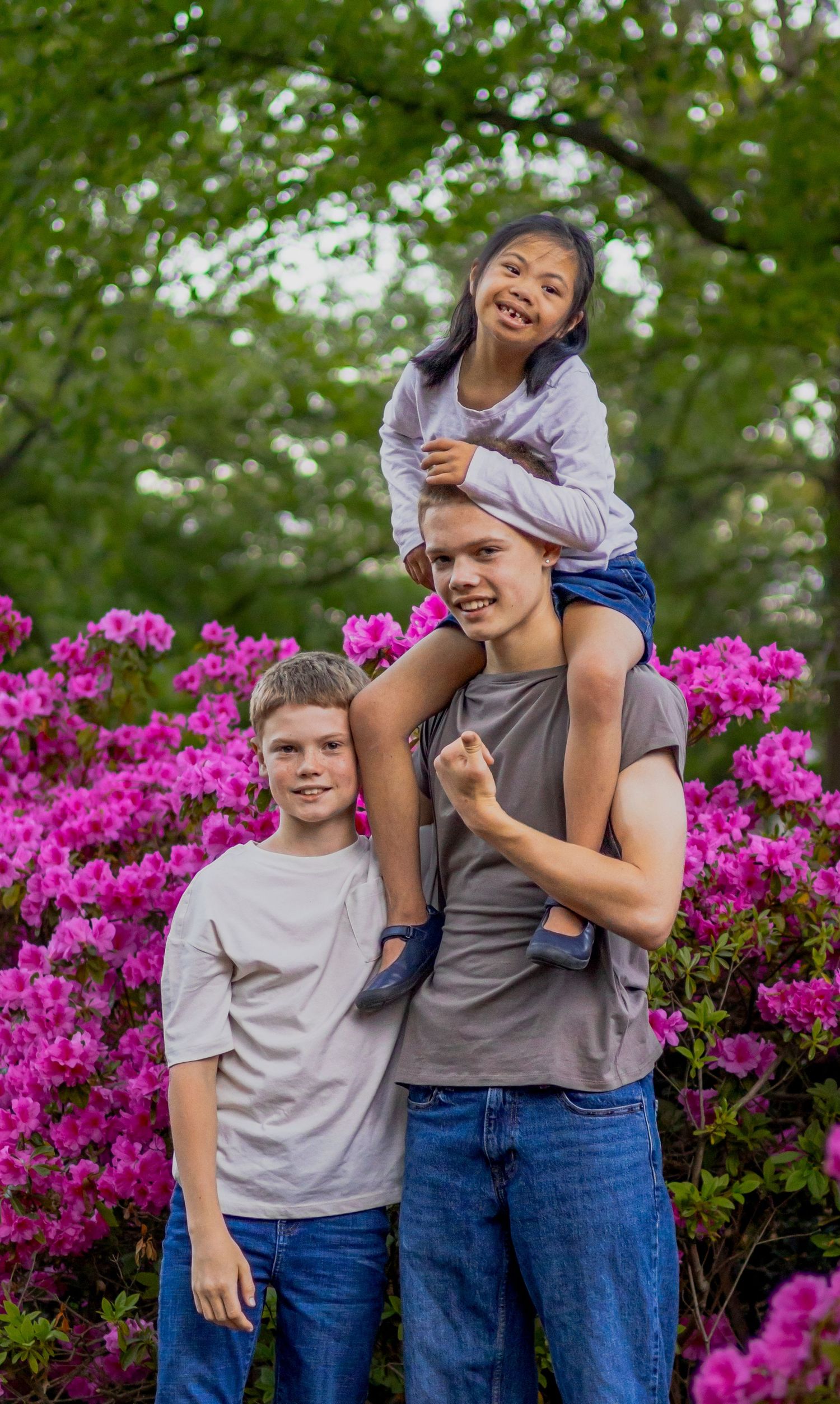Family photography session at Glencairn Gardens in Rock Hill, South Carolina. Fort Mill photographer working with special needs children.