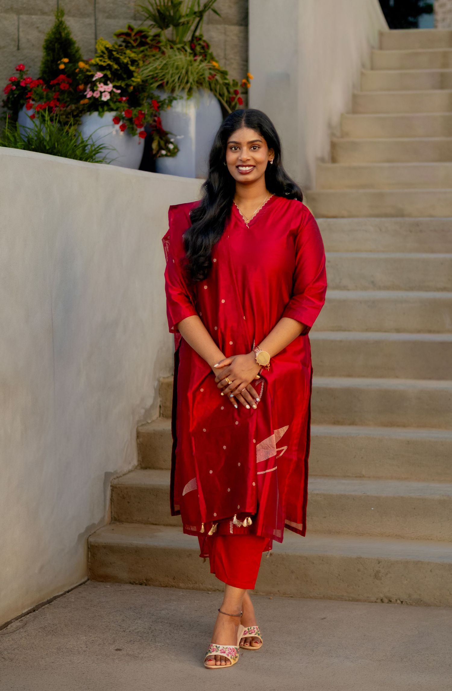 Portrait photography session in traditional sari in Fort Mill, South Carolina.