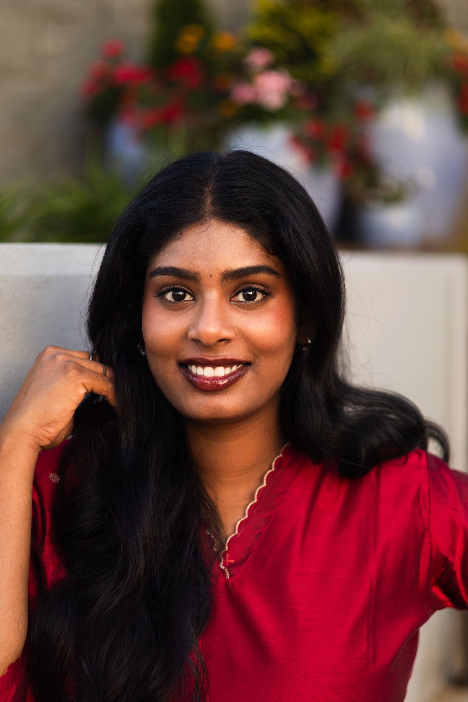 Portrait photography session in traditional sari in Fort Mill, South Carolina.