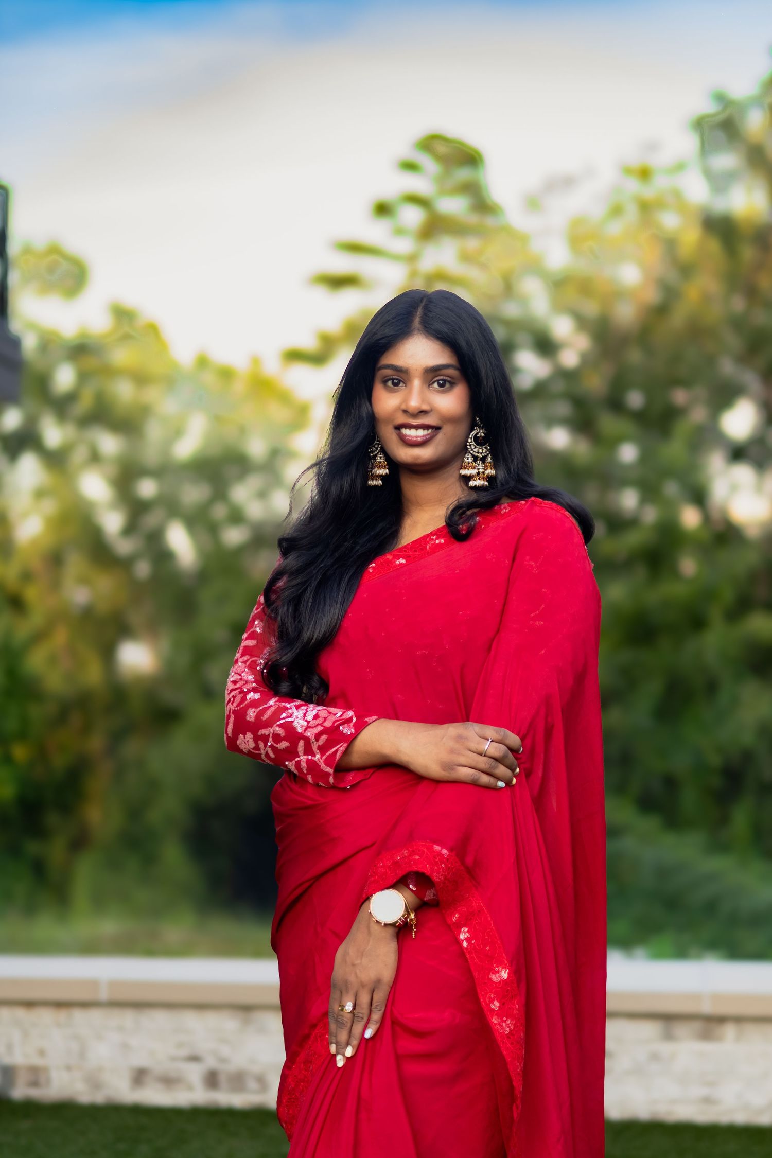 Portrait photography session in traditional sari in Fort Mill, South Carolina.