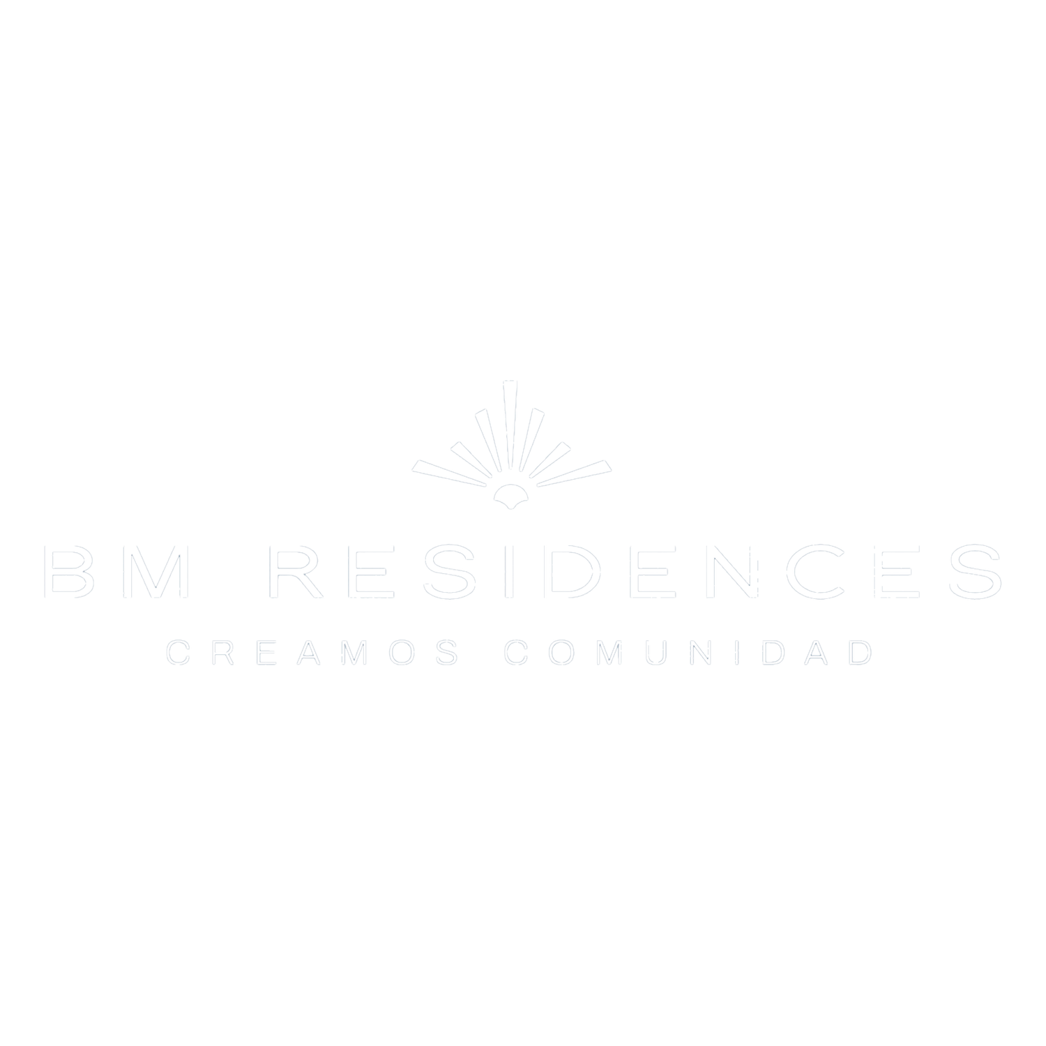 HM Residences logo with tagline Creamos Comunidad on white background.