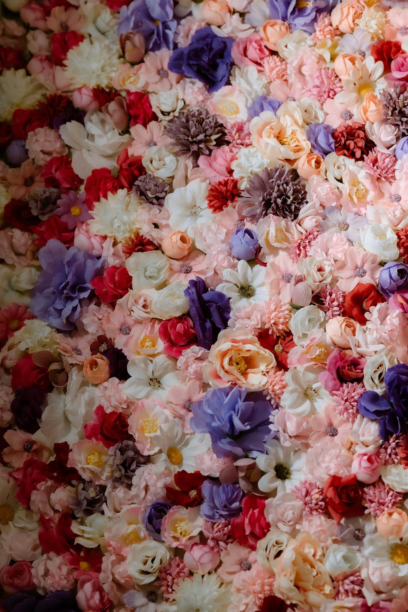 3D floral wall with bright colours