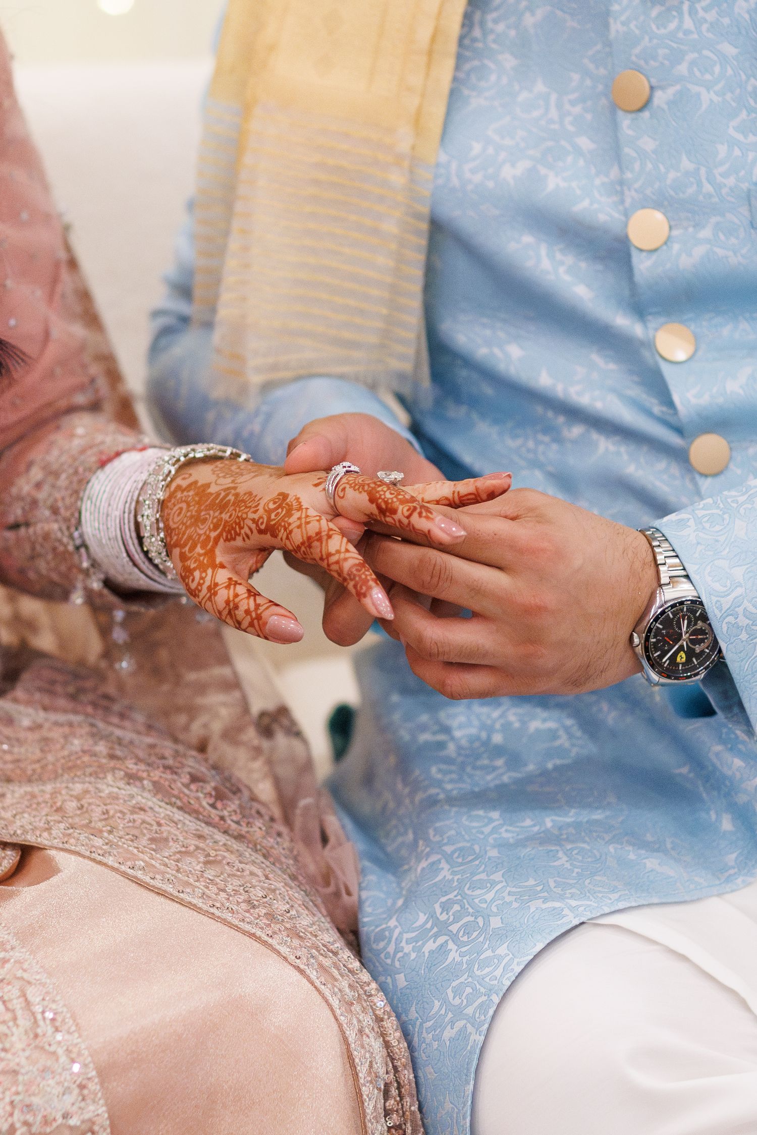 couple showing off their new wedding rings in avon indiana at washington township Pavilion