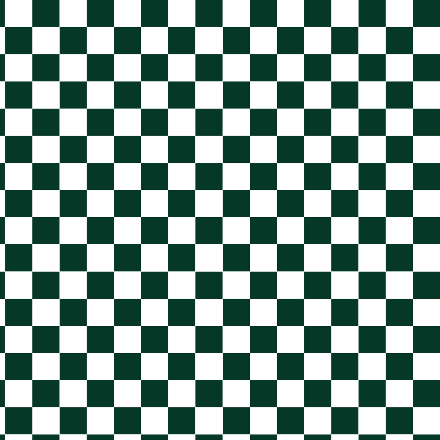 A classic green and white checkerboard pattern with evenly spaced squares arranged in an alternating grid design.