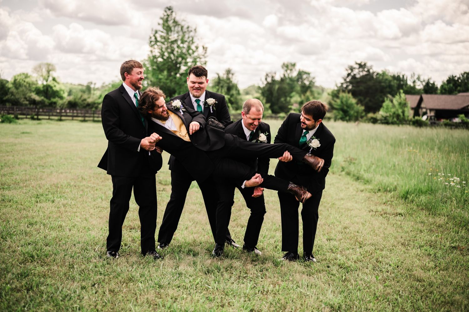 groomsmen having some fun