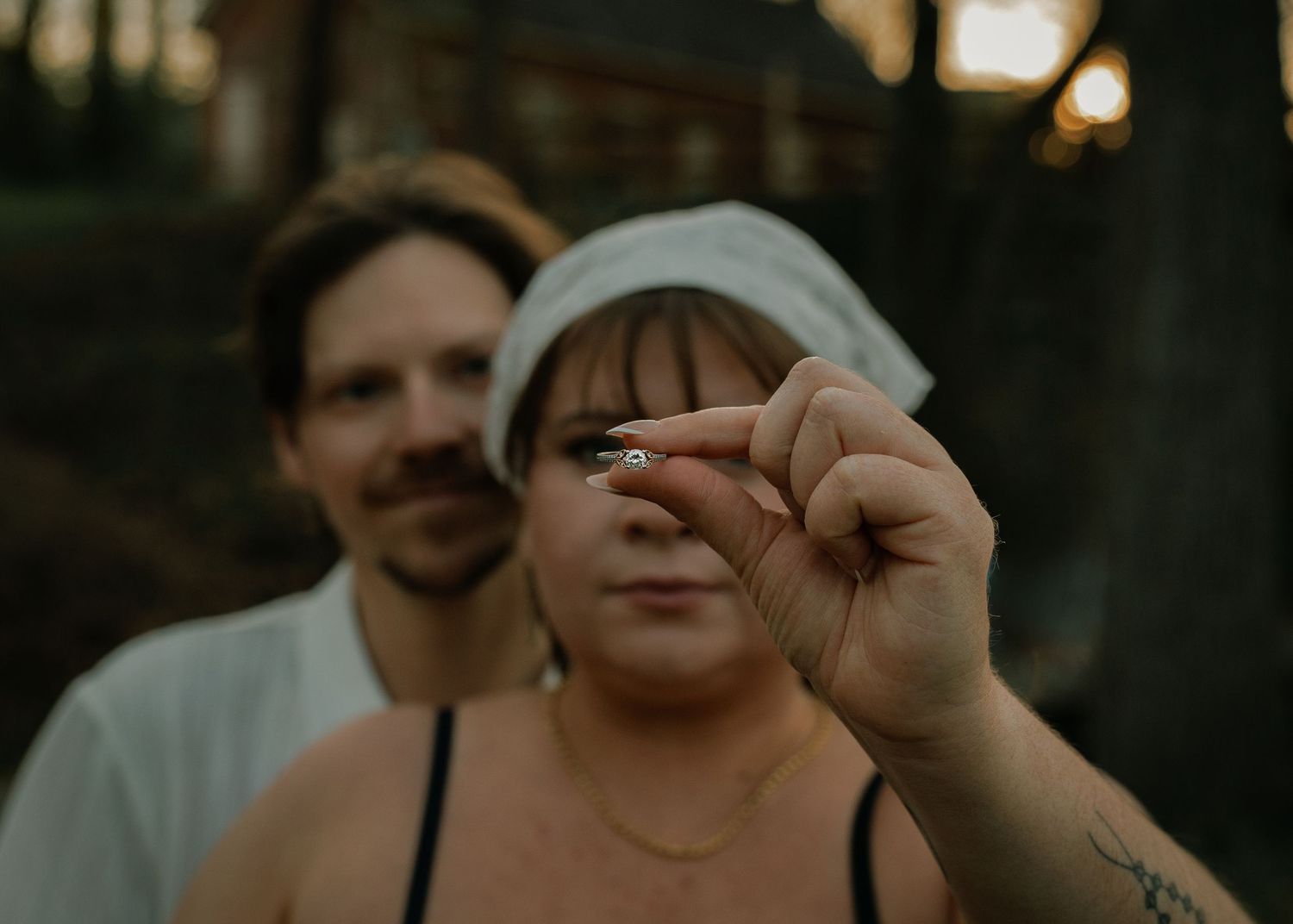moody vintage engagement photos