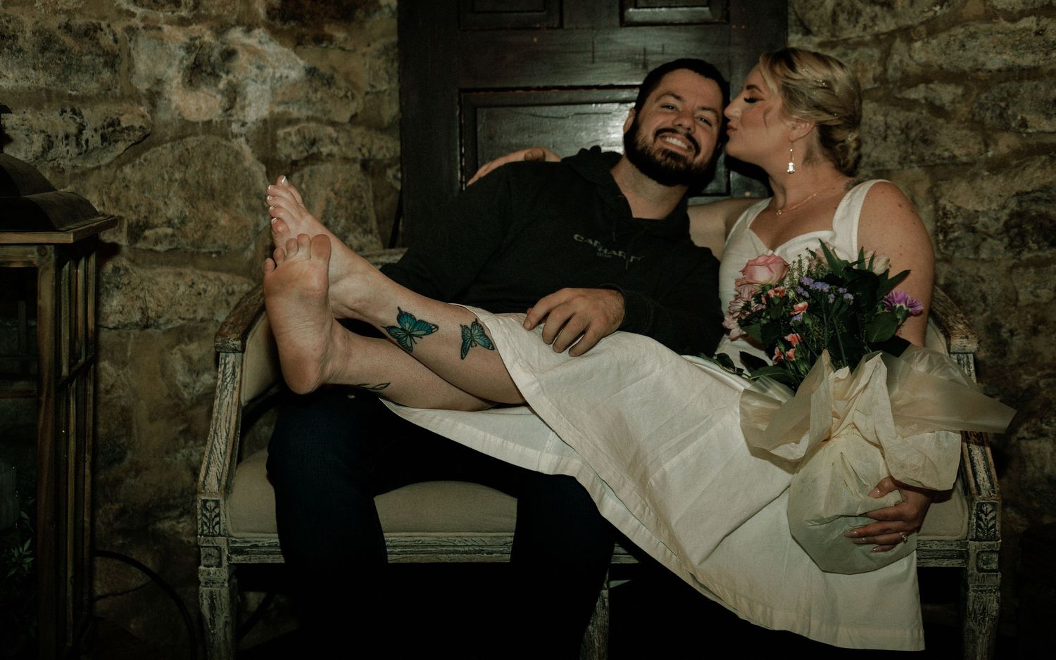moody vintage engagement photos