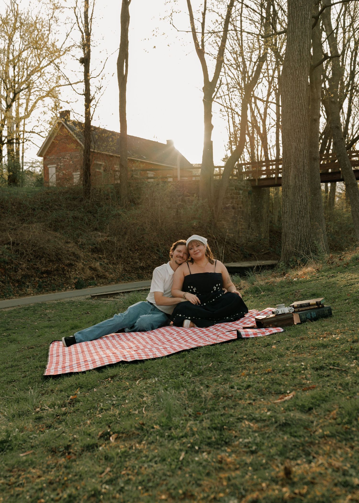 moody vintage engagement photos