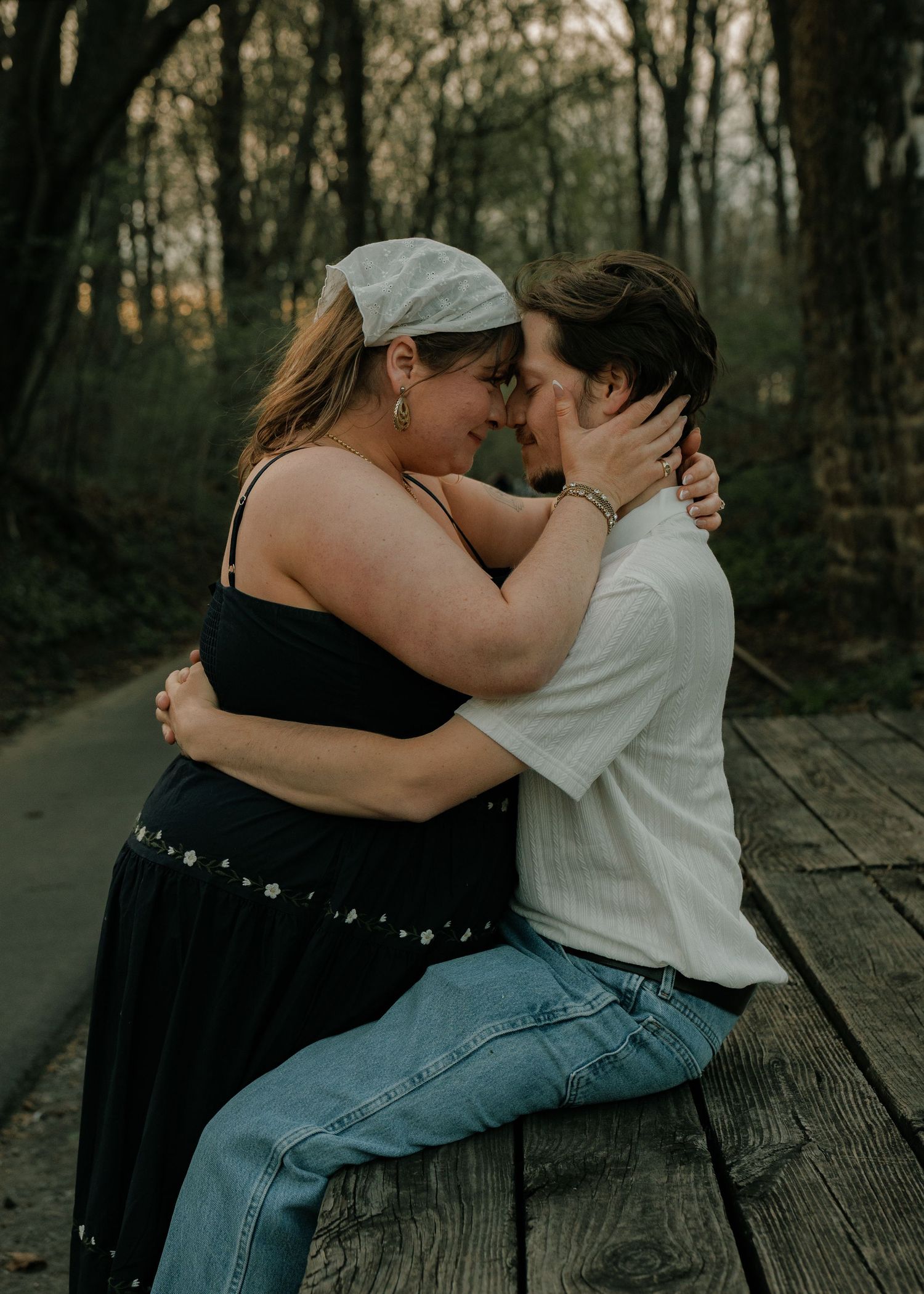 moody vintage engagement photos