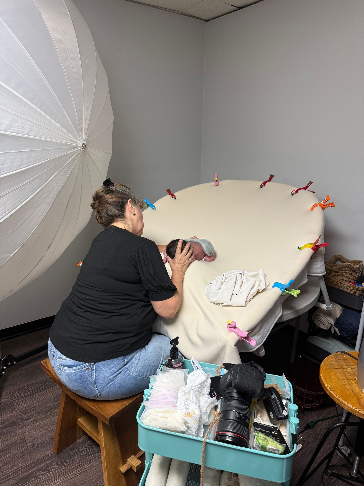 behind the scene look at newborn session in Corona California luxury-family-photography-Corona