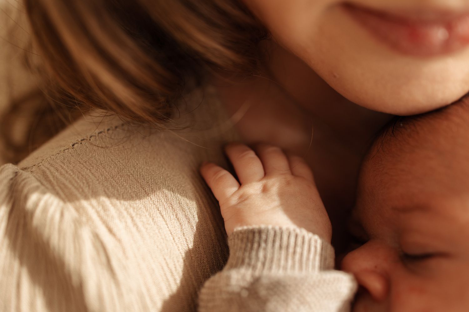 Close-up portrait showing gentle expressions in natural light.