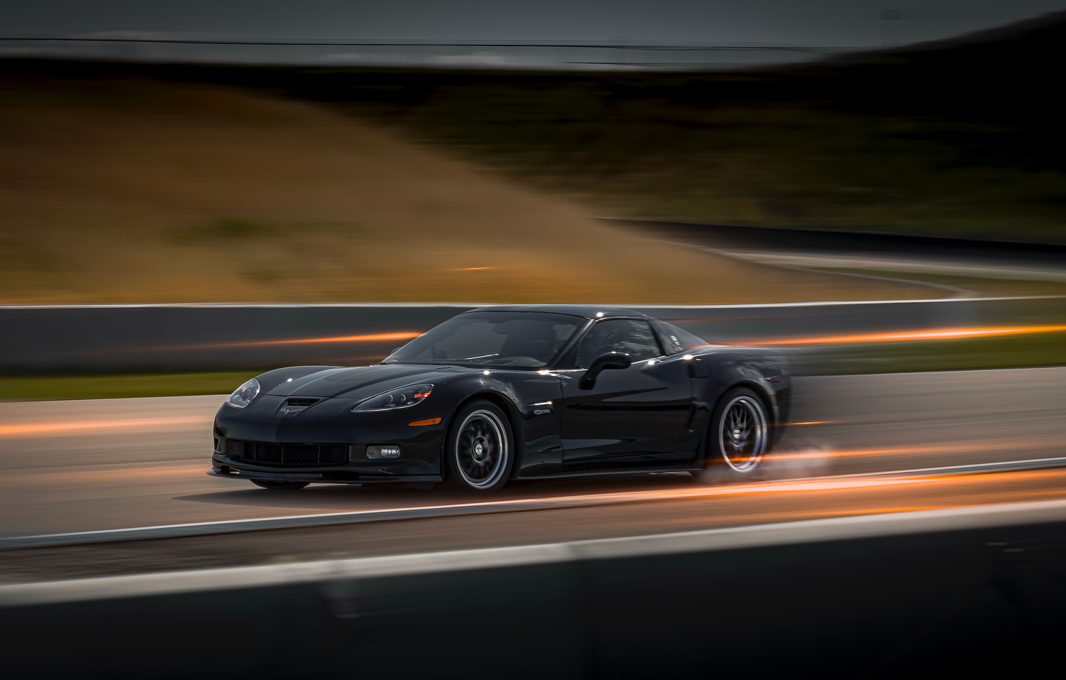 Black corvette on Rocky Mountain Motorsports Track