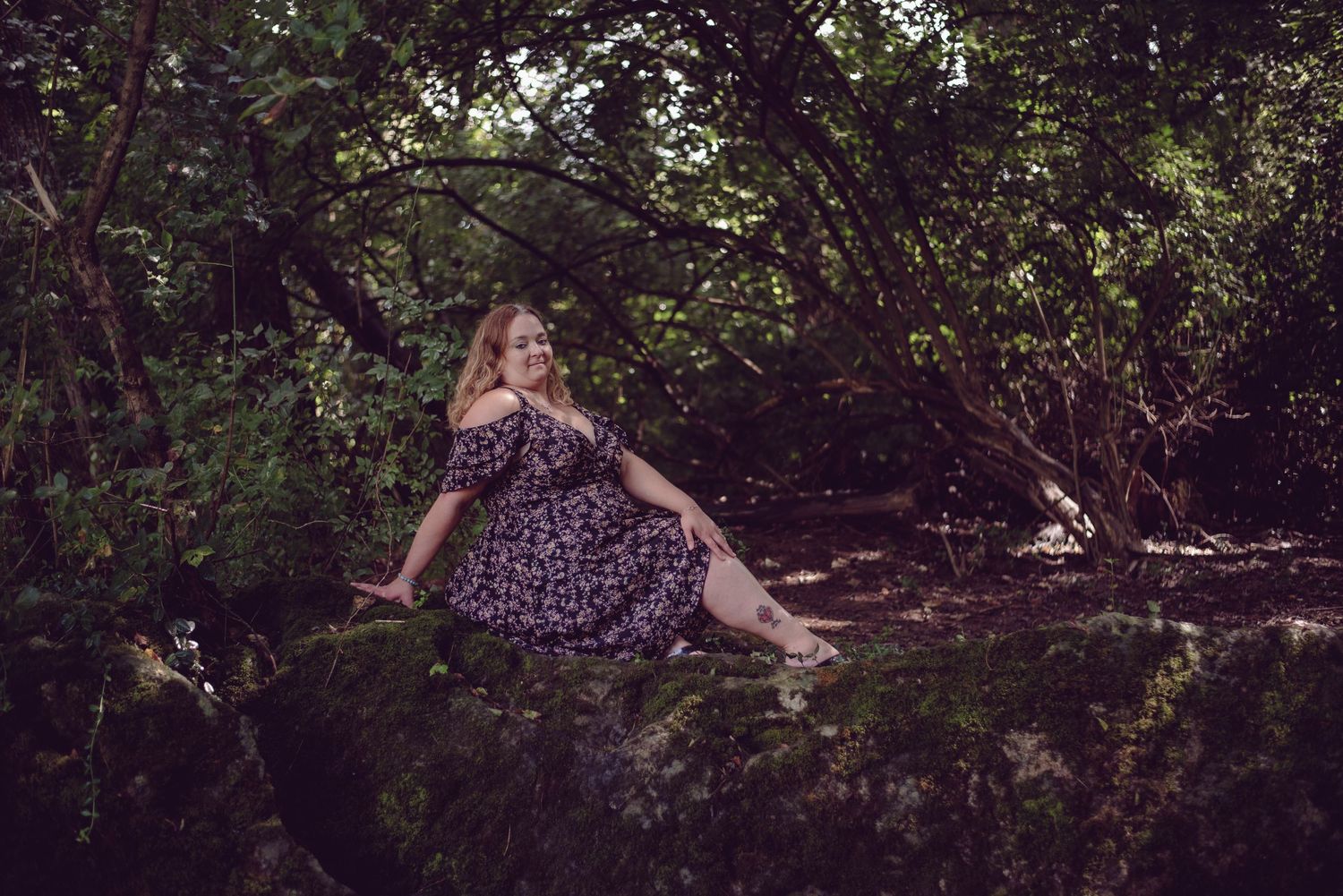 Artistic nature photography sequence showing movement through dense forest foliage.