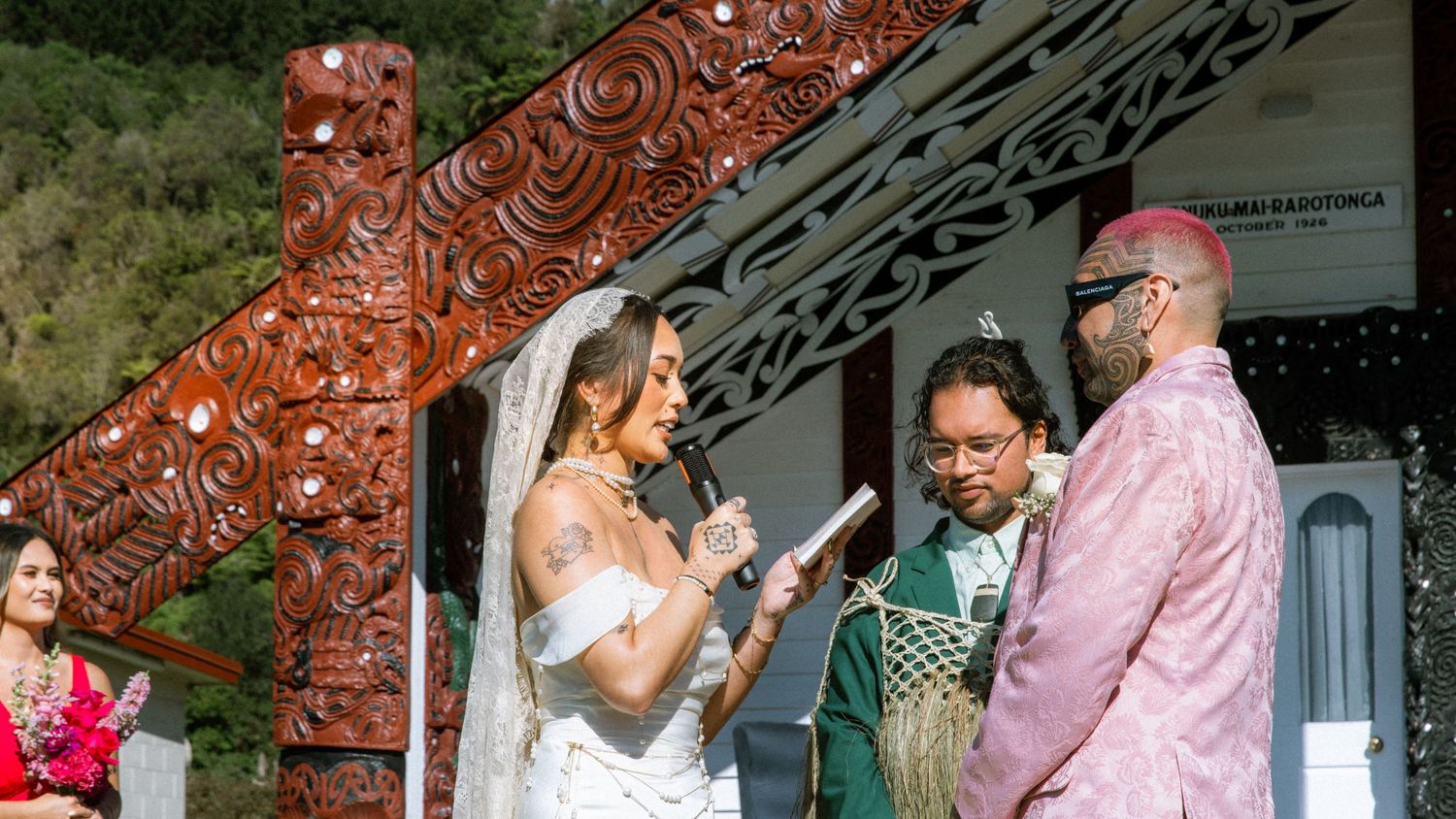Wedding guests dance and celebrate together in a series of candid moments at an indoor reception.