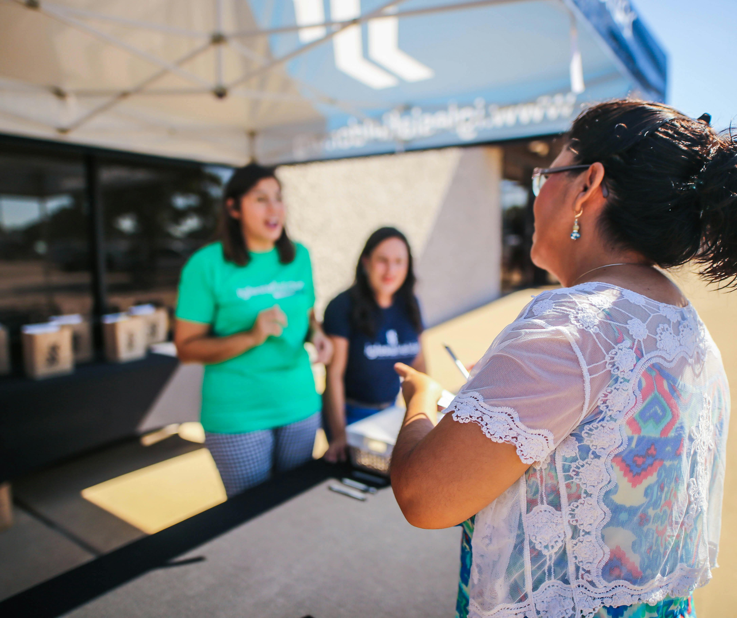 A group of workers giving back to the community.