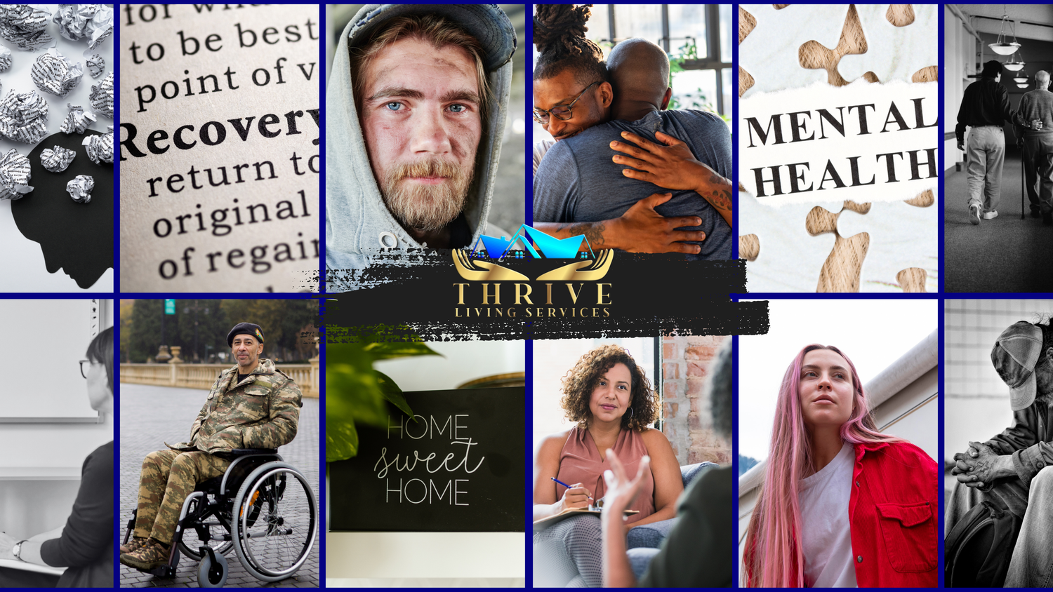 A diverse collage of social media profile photos showing various people and creative content.
